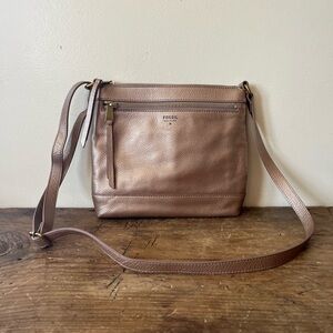 Fossil Leather Metallic Crossbody Bag